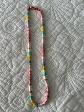 Colorful Beaded Women's Necklace in Pink, Yellow & Turquoise